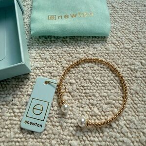 eNewton Gold Beaded Bracelet with Pearl Accents